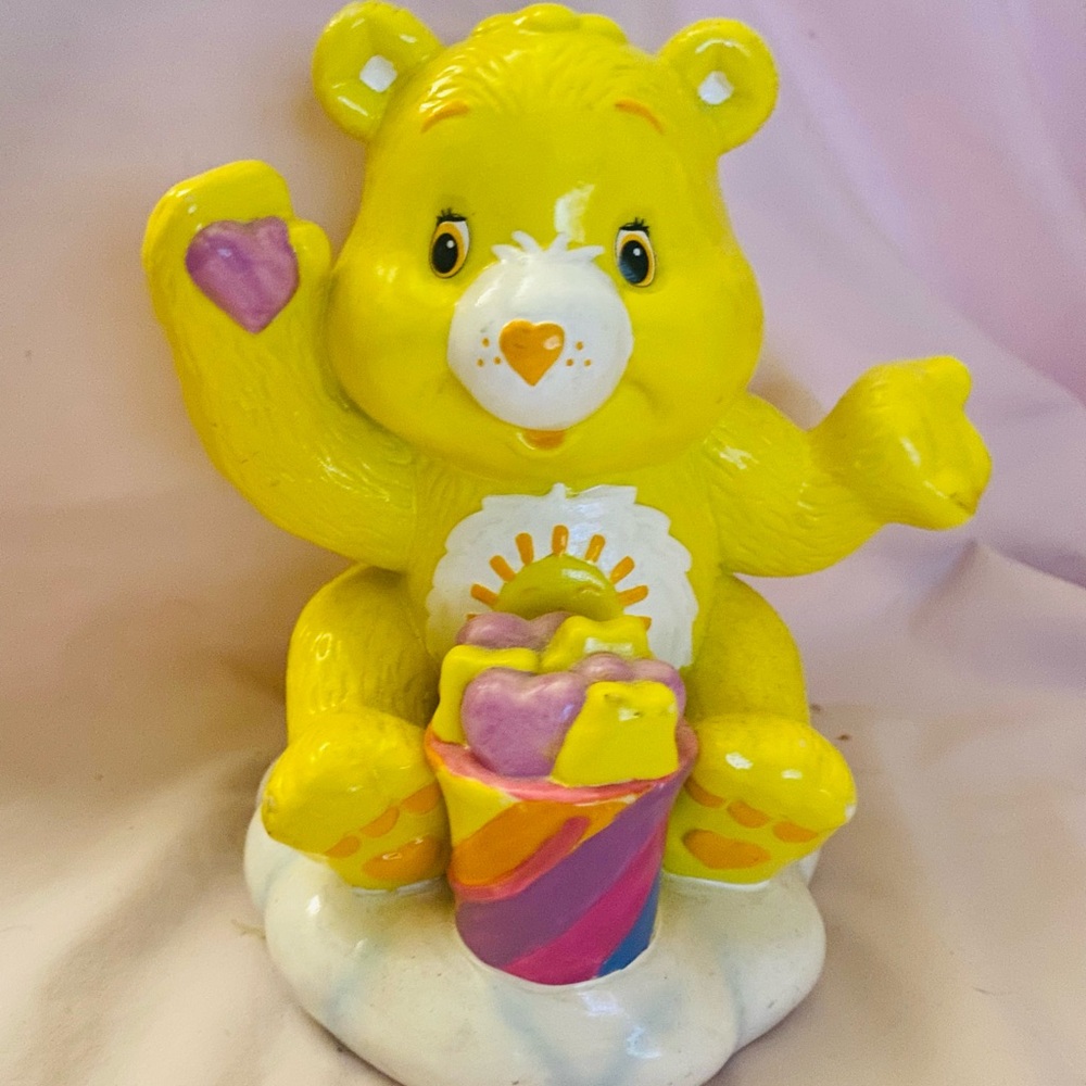 rare vintage care bears sunny bear piggy bank <3